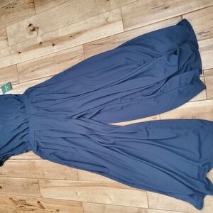 Halara Elegant Blue  Jumpsuit Pockets Elastic At Belt  Womens Sz M New